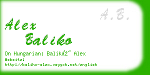 alex baliko business card